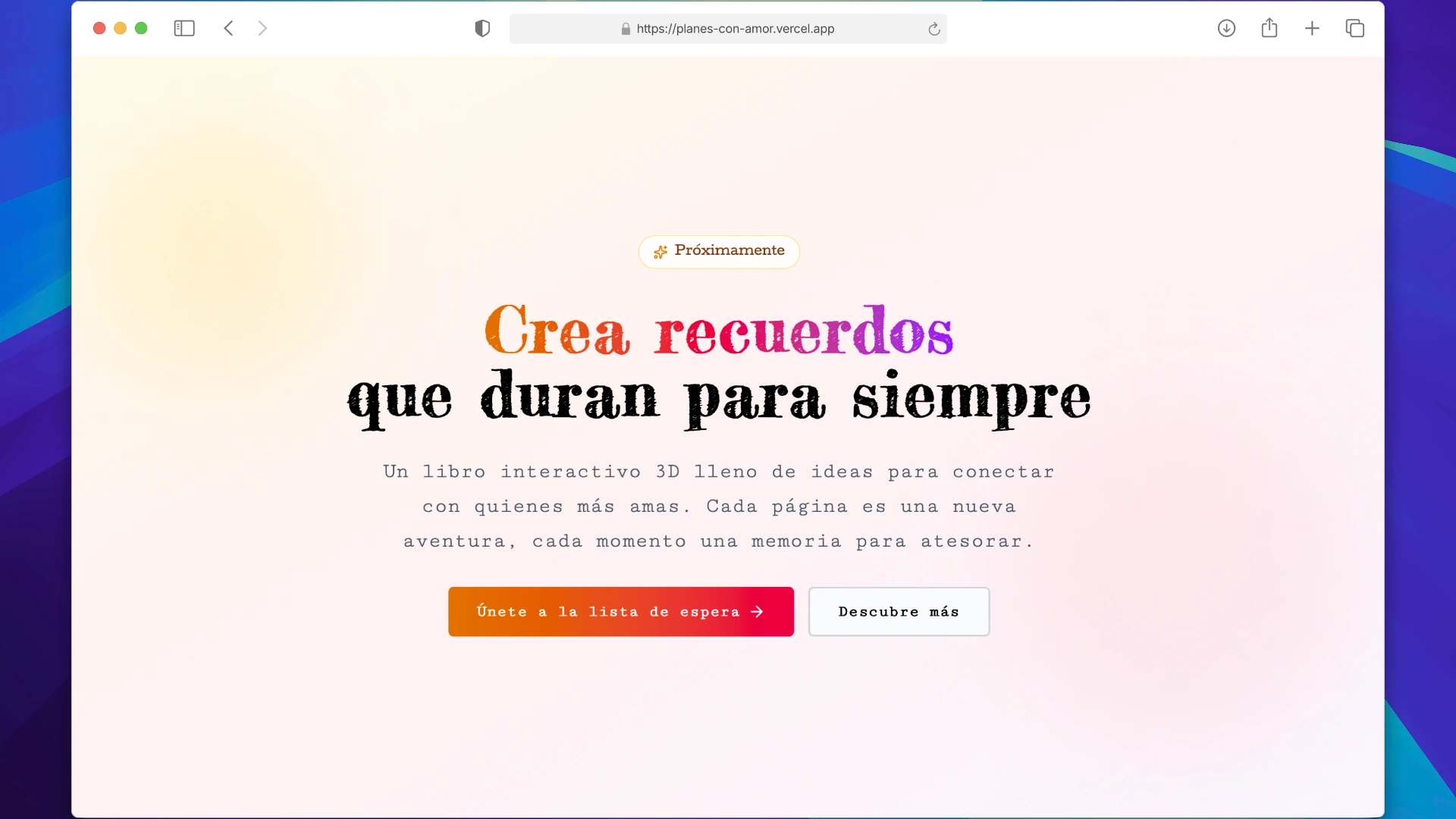 Planes con Amor - Landing de Lanzamiento